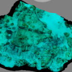 3D model of a shipwreck structure in turquoise color