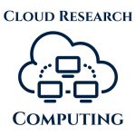 Cloud Research Computing with icon of cloud and three desktops