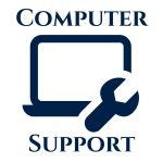 computer support with icon of computer and wrench