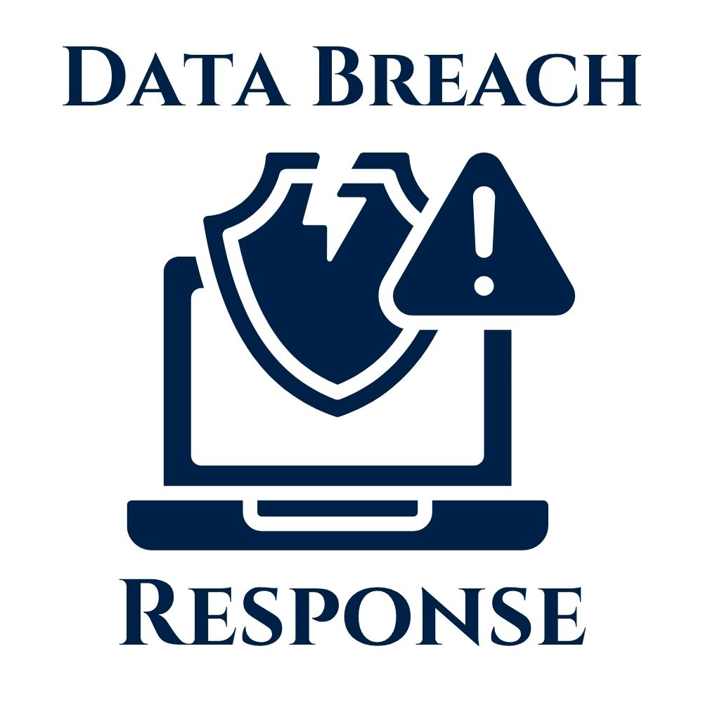 Data Breach Response with icon of computer alert symbol and shield