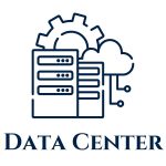 Data Center with image of data system gear and cloud