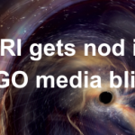 URI gets nod in LIGO media blitz! with background of blackhole
