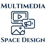 Multimedia Space Designs with image of screen, photo, and microphone
