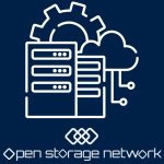 open storage network logo with icon of database, gear, and cloud