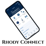 Rhody Connect with image of phone and app icons