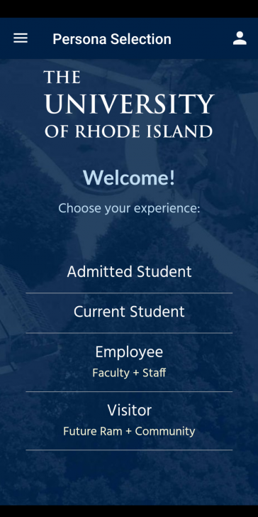 Rhody Connect Welcome page screenshot