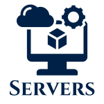 servers with icon of computer cloud and gear