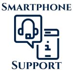 smartphone support with icon of phone and support headset