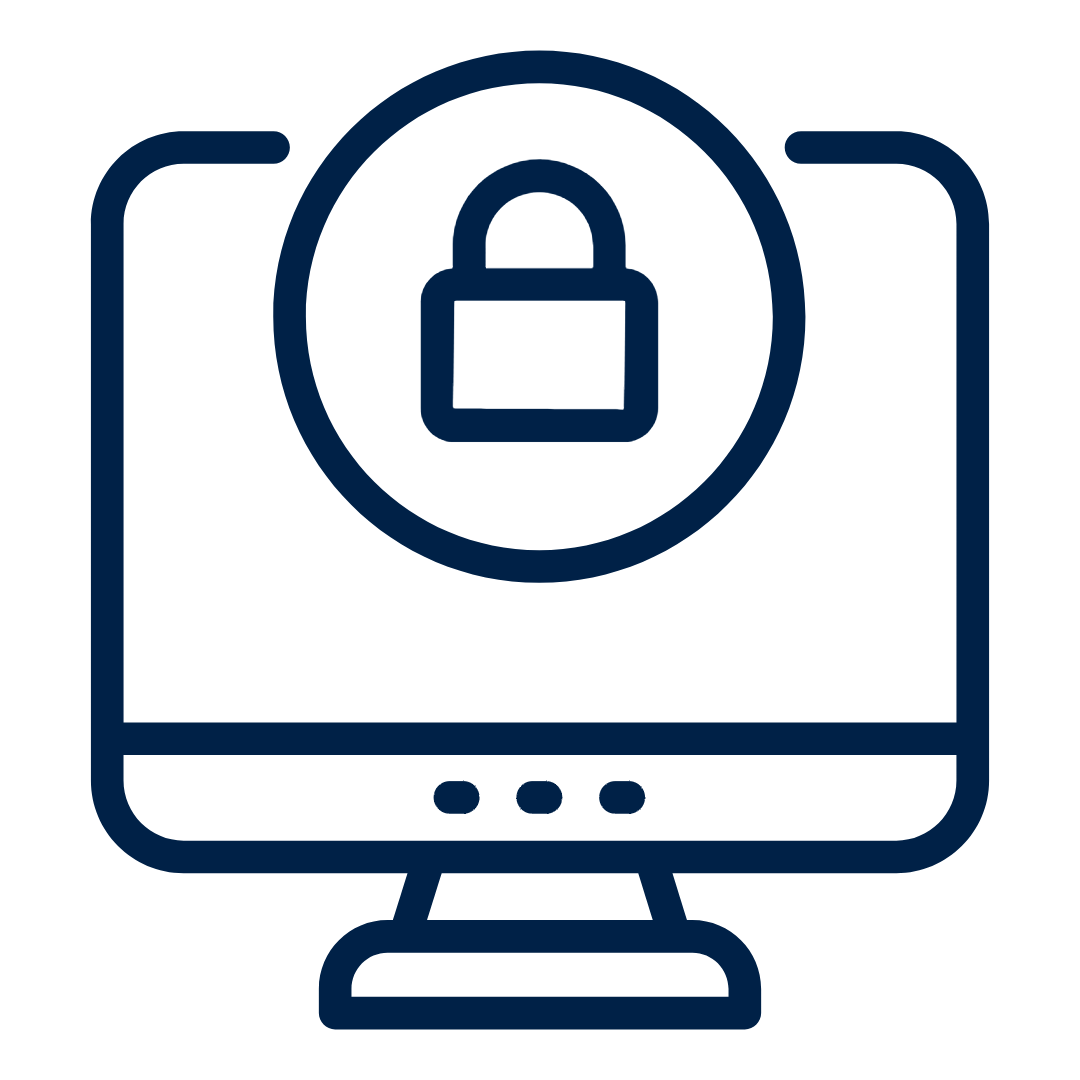 Image of a computer screen and padlock.