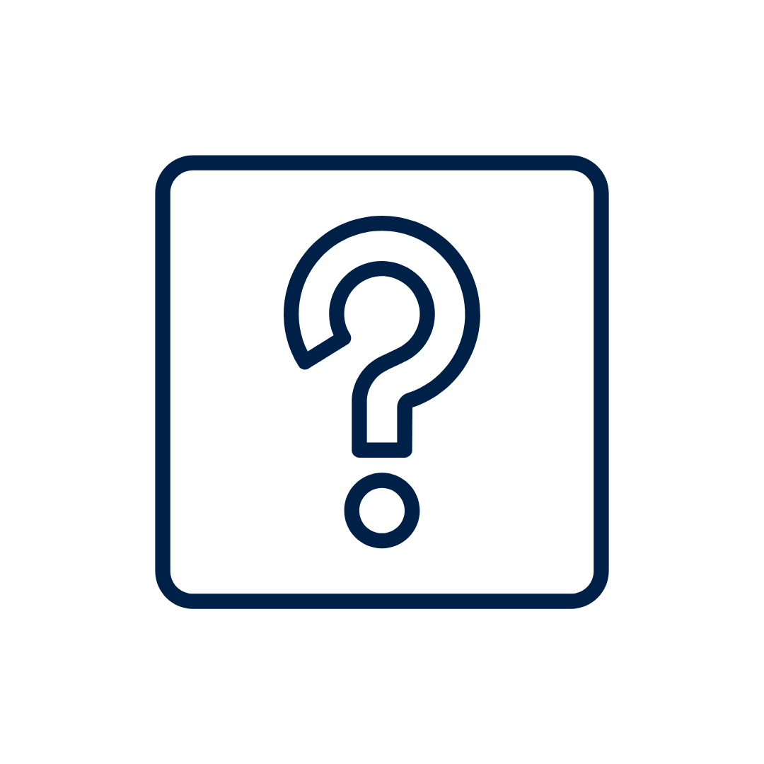 Blue question mark to indicate how to get help.