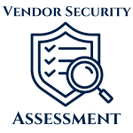 Vendor Security Assessment with icon of shield, magnifying glass and checklist
