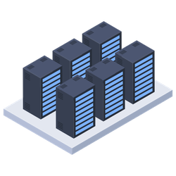 Data Center with image of data system gear and cloud