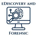 eDiscovery and Forensic Analysis with icon of computer and magnifying glass