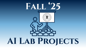 fall '25 AI Lab Projects with icon of person presenting to people and IACR logo on the board